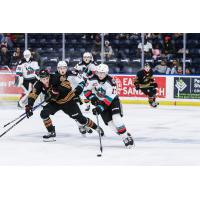 Kelowna Rockets battle the Vancouver Giants