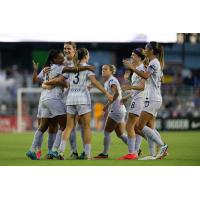 Racing Louisville FC celebrates a goal